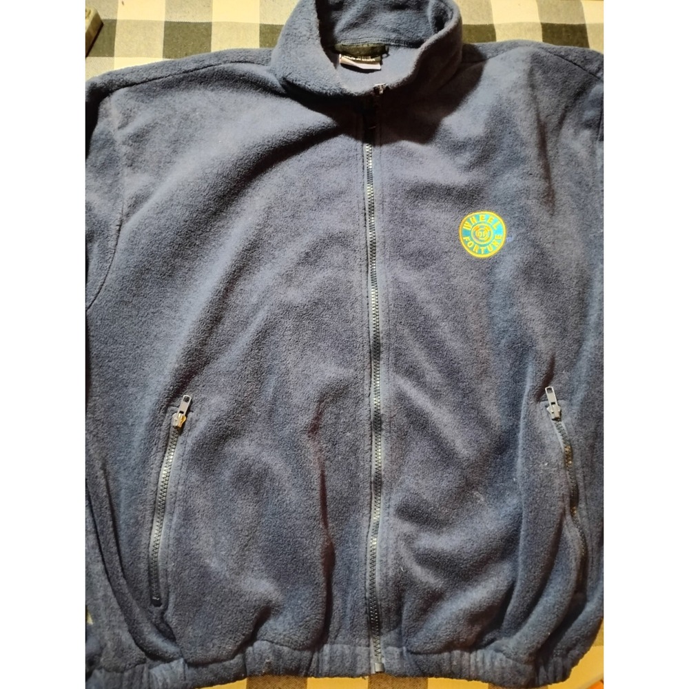Vintage Y2K Wheel Of Fortune Jacket Mens XL Blue Fleece Full Zip Y2K Pullove -16
